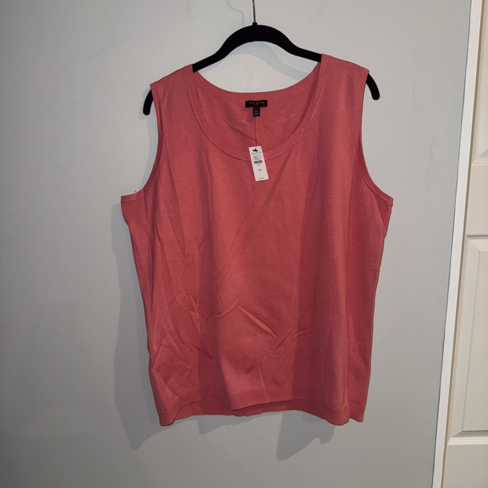 Talbots Plus Pink Sleeveless Knit Sweater Shell Scoop Neck 2X NWT